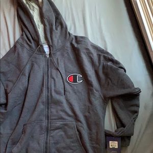 Men’s Large Dark Grey Champion Zip-up hoodie